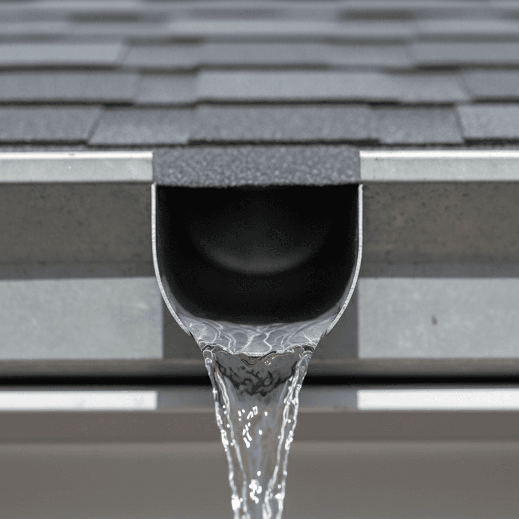 Clean downspout interior showing unobstructed water flow with no debris or sediment blockage
